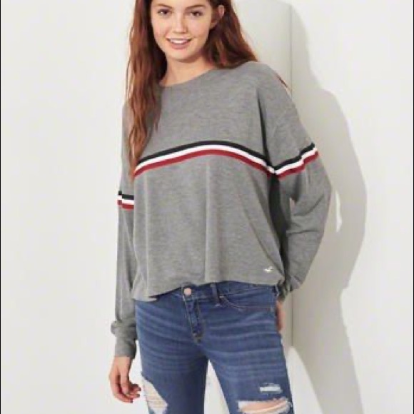 Hollister Tops - NWOT Hollister Gray Waffle Boyfriend Tee Long Sleeve Size XS